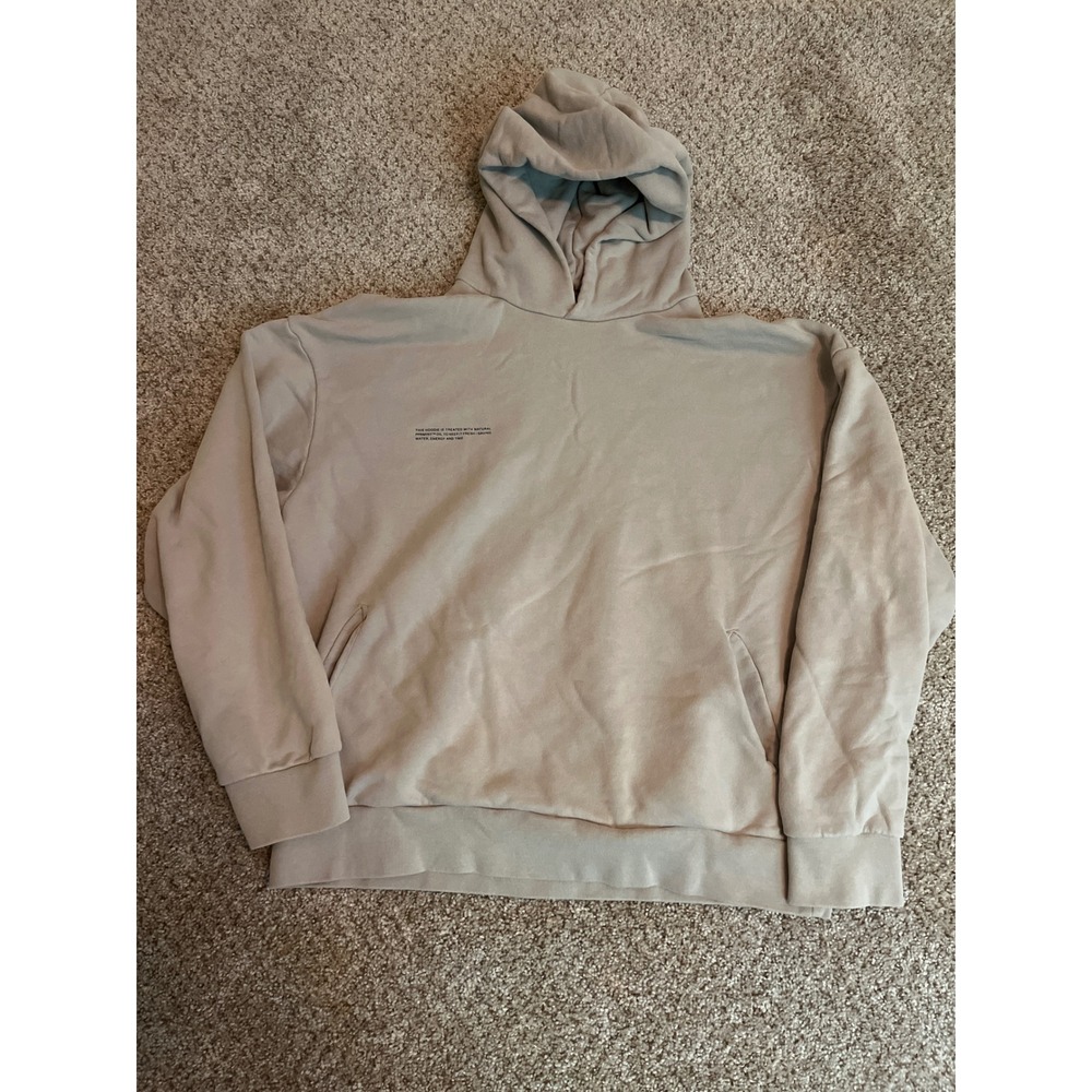 Pangaia Unisex Hoodie Small Sand Beige Organic Cotton PPRMINT Graphic Pullover